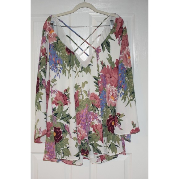 Show Me Your Mumu Bell Sleeve White Floral Joni Flow Dress Sz: S - Picture 2 of 3